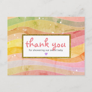 Faux Glitter Baby Shower Danke Postkarte