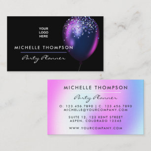 Faux Glitter Ballon Partyplaner Visitenkarte
