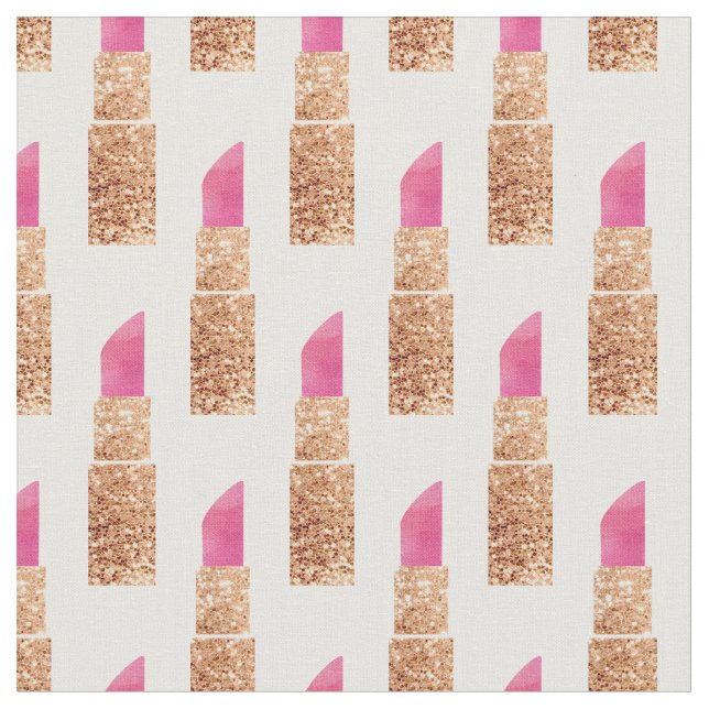 Faux Glitter Lipstick Makeup Beauty Pattern Stoff (Nahaufnahme)