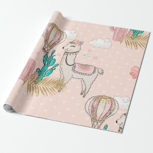 Faux Glitter Wüsten-Steampunk-Lama Geschenkpapier