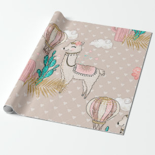 Faux Glitter Wüsten Steampunk Lama Geschenkpapier