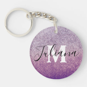 Faux Glitter Zweiton Monogramm Schlüsselanhänger