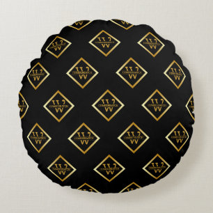Faux-Gold-Achsen-Monogramm – Schwarz & Gold Rundes Kissen