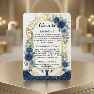 Faux Gold Bogen & Marmor Marineblau floral Begleitkarte