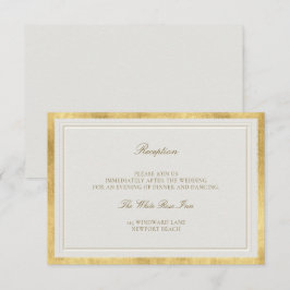 Faux Gold Ecru Rahmen Hochzeitsempfang Begleitkarte