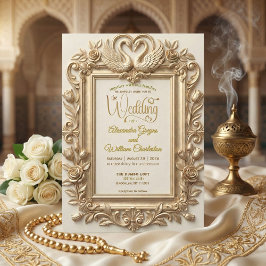 Faux Gold Foil Embossed Baroque Floral Wedding Einladung