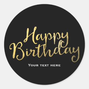 Faux Gold Folie Look ALLES GUTE ZUM GEBURTSTAG in  Runder Aufkleber