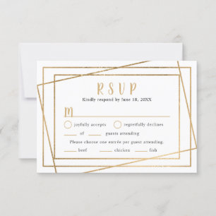 Faux-Gold-Geometrie-Rahmen Hochzeit-Antwort + Menü RSVP Karte