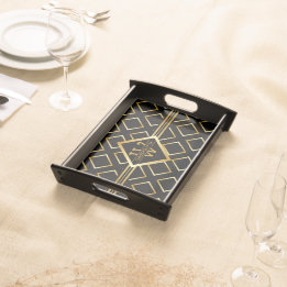 FAUX Gold Geometrisches Muster mit Monogramm auf S Serviertablett