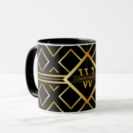 FAUX Gold Geometrisches Muster mit Monogramm auf S Tasse