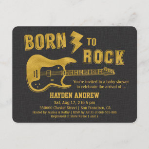 Faux-Gold-Gitarre Rockstar-Baby-Shower-Einladungen Einladung