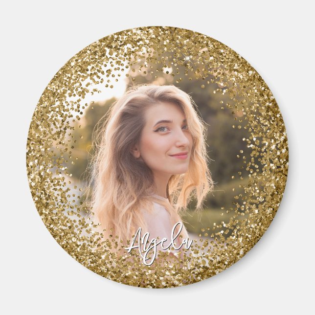 Faux Gold Glitter Photo Magnet (Vorne)