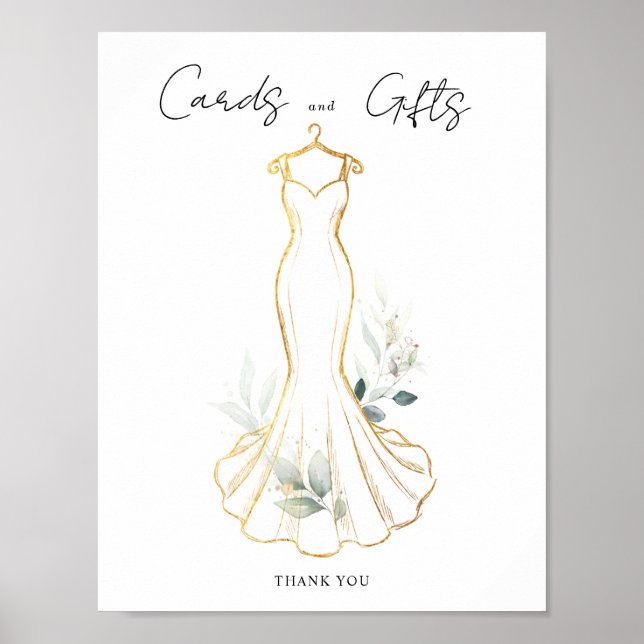 Faux Gold & Greenery Karten & Geschenke Schild (Vorne)