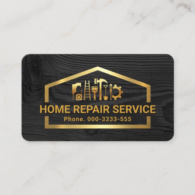 Faux Gold Handyman Tools Building Frame Visitenkarte (Vorderseite)