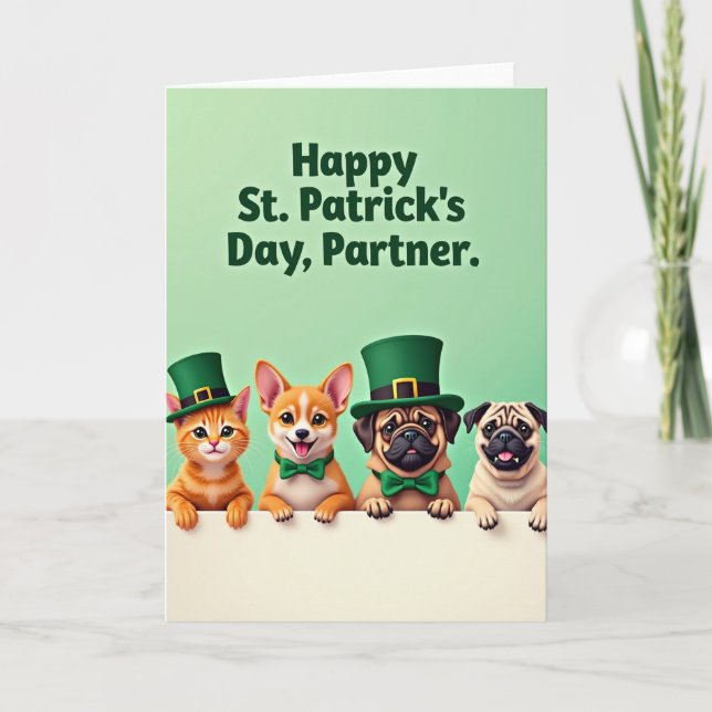 Faux Gold Holiday Pets Card Karte (Vorderseite)