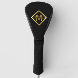 Faux Gold INITIAL & FAMILY NAME – Black & Gold Golf Headcover