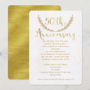Faux Gold Kalligrafie 50. Hochzeitstag Einladung