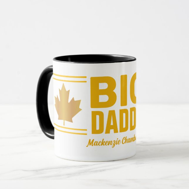 Faux Gold Maple Leaf Big Daddy auf WEISS Tasse (Vorderseite Links)