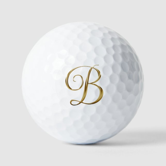 Faux-Gold-Metall-Monogramm B Golfball (Vorderseite)