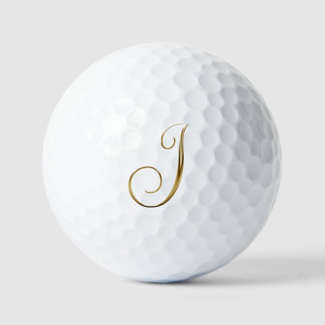 Faux-Gold-Metall-Monogramm J Golfball (Vorderseite)