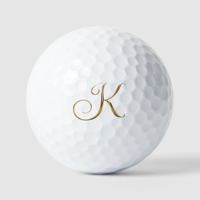 Faux-Gold-Metall-Monogramm K Golfball (Vorderseite)