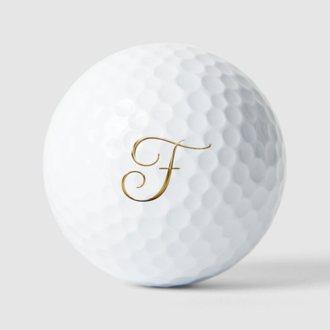 Faux Gold Metallic Monogram F Golfball (Vorderseite)
