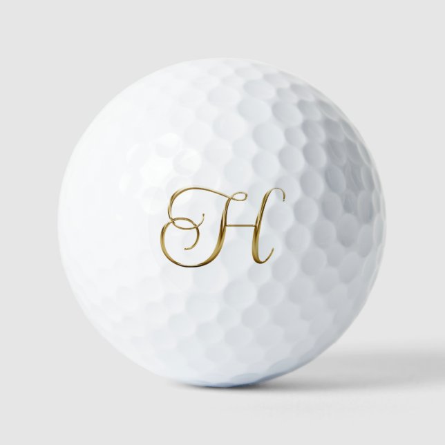 Faux Gold Metallic Monogram H Golfball (Vorderseite)