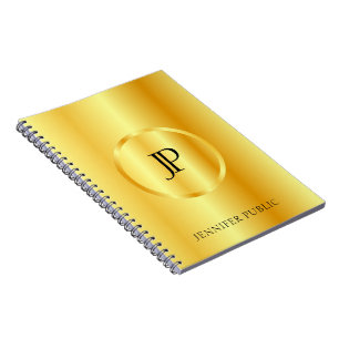 Faux-Gold-Metalloptik Moderne Monogramm-Vorlage Notizblock