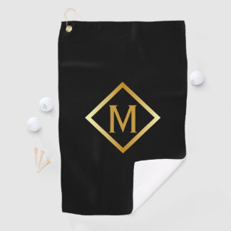 Faux Gold Monogram – Black & Gold Golfhandtuch