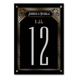 Faux Gold schattiertes Gatsby Art Deco Tischschild Tischnummer