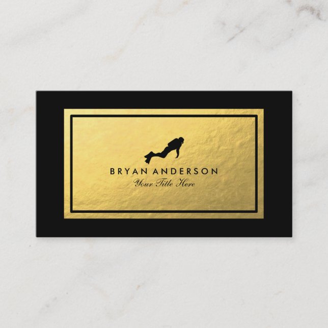 Faux Gold Scuba Diver Business Card Visitenkarte (Vorderseite)