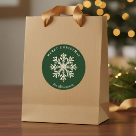 Faux Gold Snowflake Green Custom Holiday Runder Aufkleber