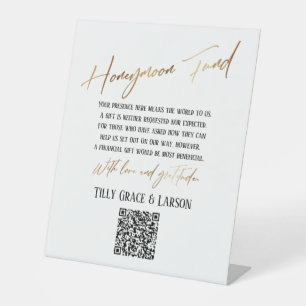 Faux-Gold-Typografie Flitterwochen-Fonds QR-Code Sockelschild