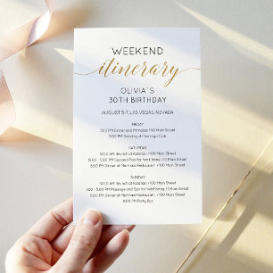 Faux Gold Wochenende Geburtstags-Itinerary-Einladu
