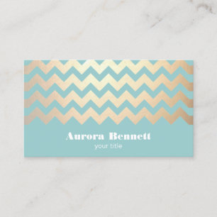 FAUX Goldfolie Chevron Muster und Türkisblau Visitenkarte