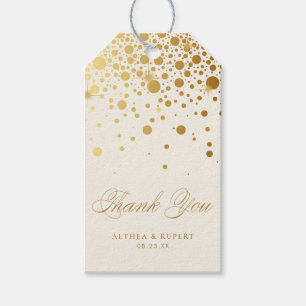 Faux-Goldfolie-Konfetti-Punkte Danke Elfenbein Geschenkanhänger