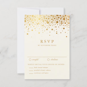 Faux Goldfolie-Konfetti-Punkte Hochzeit RSVP   Elf Karte