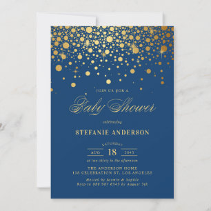 Faux-Goldfolien-Konfetti Navy Baby Shower-Einladun Einladung