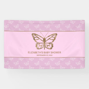 Faux-Goldfolien-Look Schmetterling - Lila Babypart Banner