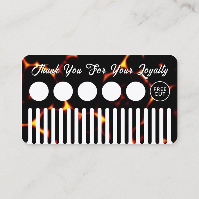 Faux hair comb looking hair salon loyalty card visitenkarte (Rückseite)