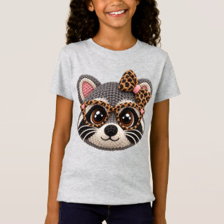 Faux-Häkel-Waschbär mit Leopard-Coquette-Schleife T-Shirt