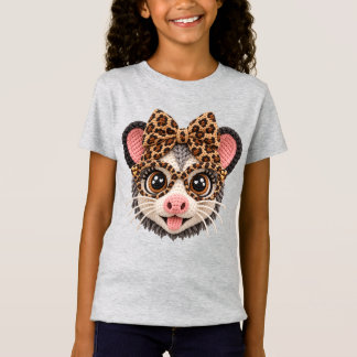 Faux-Häkelgarn-Opossum-Leopard-Coquette-Schleife  T-Shirt