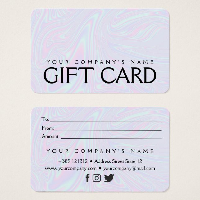 Faux holographic effect texture blue Gift Card (Vorne & Hinten)