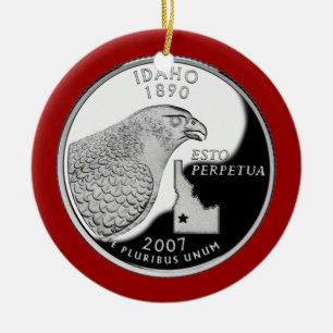 Faux Idaho State Quarter Keramik Ornament