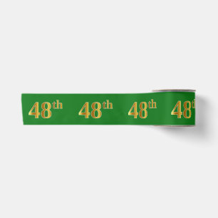 Faux/Imitation Gold "48th" Event Number (Green) Satinband
