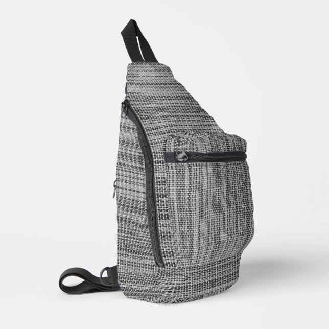 Faux-Knittstoff Grau Crossbody Bag (Linke Seite)