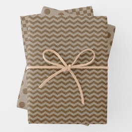 Faux Kraft Paper w/ Dark Faux Kraft Paper Patterns Geschenkpapier Set