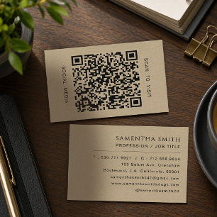 Faux Kraft Professional QR Code Minimal Visitenkarte