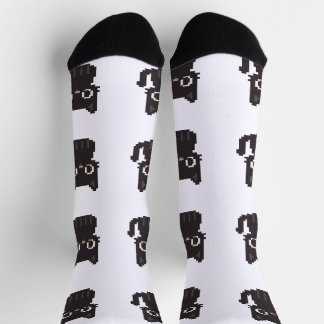 faux Kreuzstich-Pixelkunst Schwarze Katze Socken