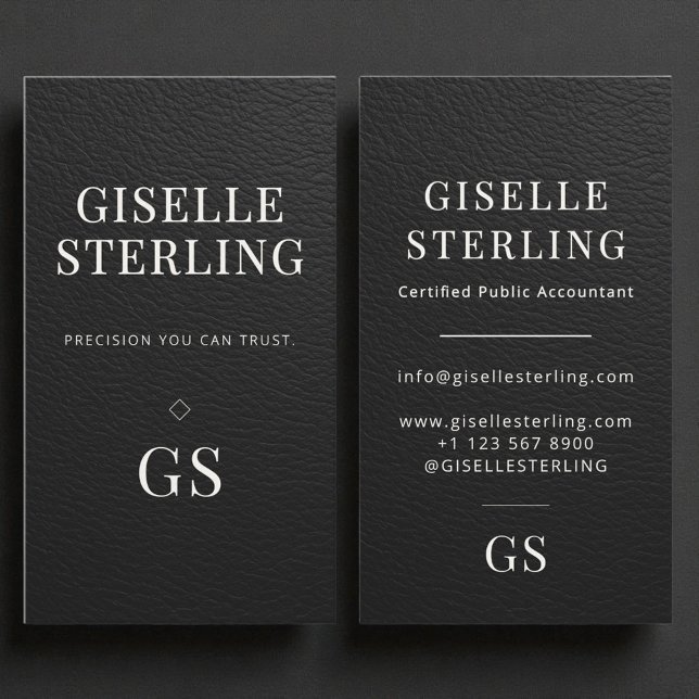 Faux Leather Modern Accountant Tax Preparer CPA Visitenkarte (Von Creator hochgeladen)